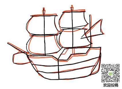 木船和大海简笔画